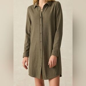 Faherty Legend Sweater Dress Olive Melange Twill M